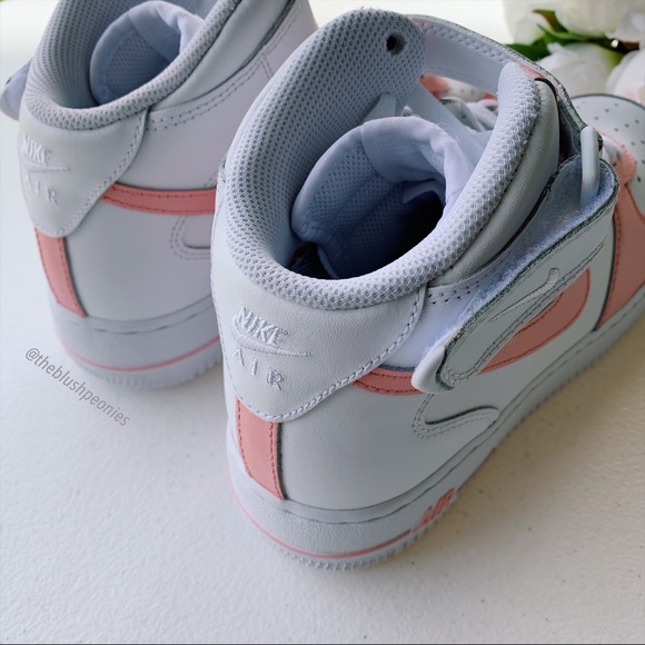 Nike Custom Painted Air Force 1 Mid - Pink Salmon NWT - Picture 10 of 12